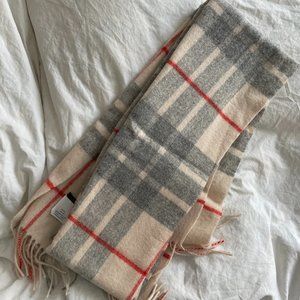 J Crew cream plaid scarf 100% wool